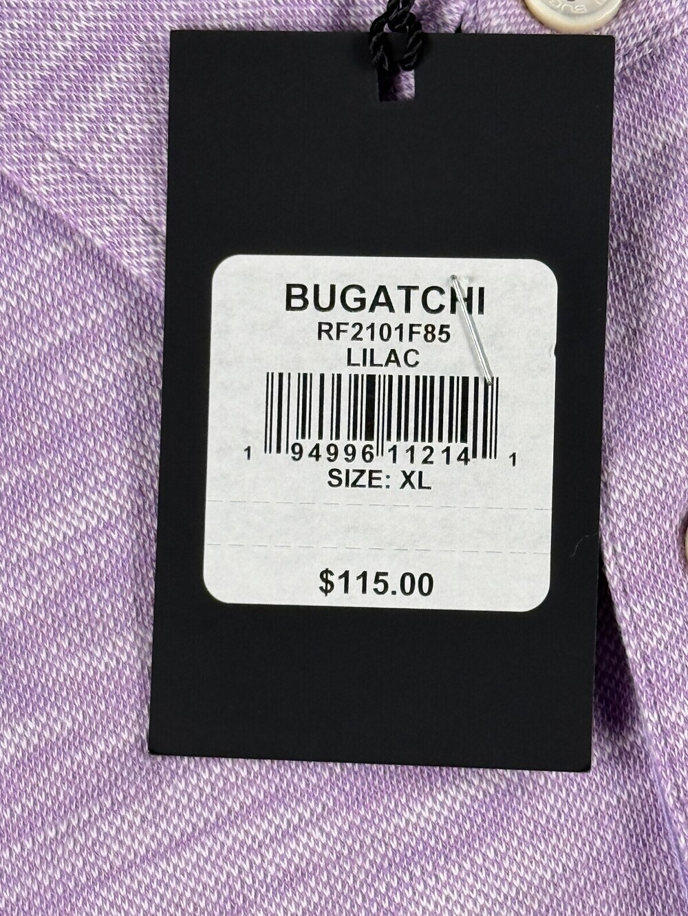 NWT Bugatchi Polo Mens XL Short Sleeve Heathered Lilac 100% Cotton Luxury - Picture 6 of 8